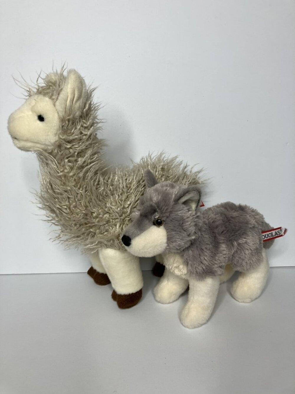 Douglas Llama Alpaca & Grey Wolf Plush Stuffed Animal Toy Lot